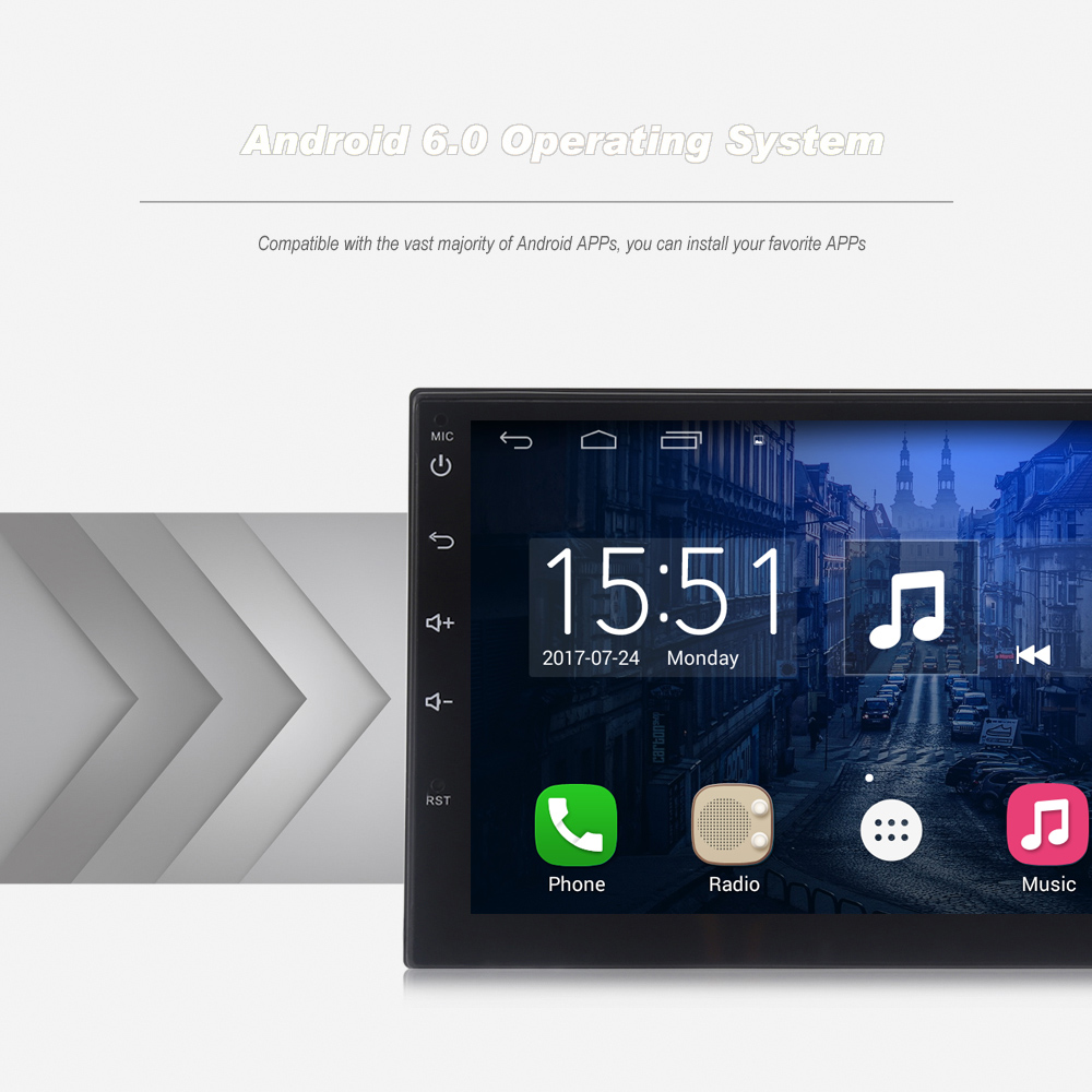 Universal 7002 Android 6.0 Bluetooth FM Radio RDS GPS Car Multimedia Player 7 inch TFT Capacitive Touch Screen
