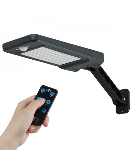 60LED Solar Wall Light 900LM With Remote Control (Light Control, Human Body Induction) White Light Customized Model ZC001242 Actual Wattage: 4W Battery: 18650 3.7V 4400mah Solar Panel: 5V 3.2W