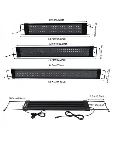 32W 144Led Solar Light Grass Lamp With Remote Control 37.2inch  Suitable For 37.2-50.98inch Long Aquarium Black