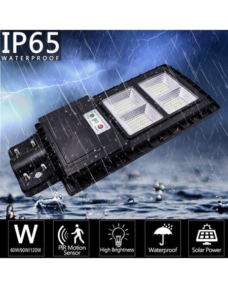 90W 160LED Outdoor Waterproof Light Solar Sensor Light with Light Control and Radar Sensor Black