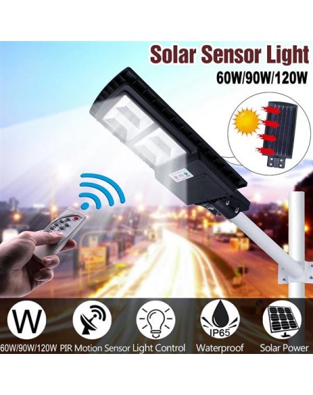 60W 80LED Outdoor Waterproof Light Solar Sensor Light with Light Control and Radar Sensor Black