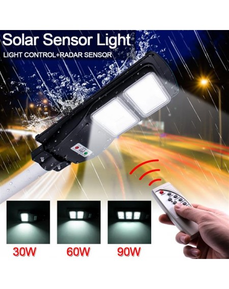[US-W]90W 180-LED Solar Sensor Outdoor Light with Light Control and Radar Built-In Sensor Black