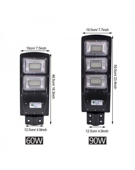 60W 120-LED Solar Sensor Outdoor Light with Light Control and Radar Sensor Black