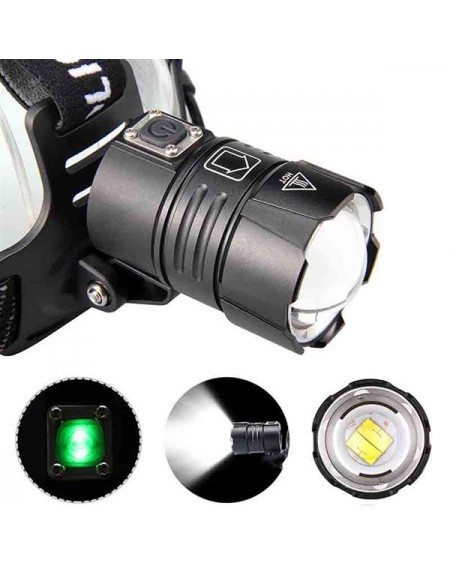 Multi-function T130 Strong Headlamp LED White Light 7x7mm High Power 5V 30W Lamp Head Can Be Adjusted 90 Degrees, 3 Levels Of Strong Light, Medium Light Burst Micro USB Can Input And Output Waterproof
