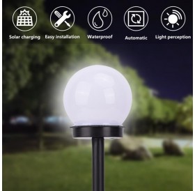 2X Solar Sensor Ball Smart Light Control Outdoor Waterproof Lawn Light Single Lamp Bead 2V 40maH White Light