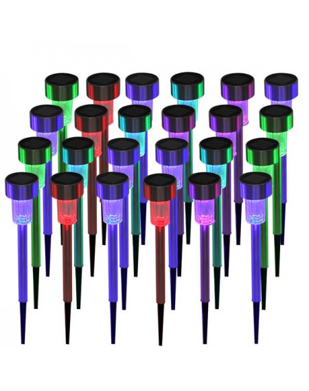 24pcs 5W High Brightness Solar Power LED Lawn Lamps with Lampshades Seven Color