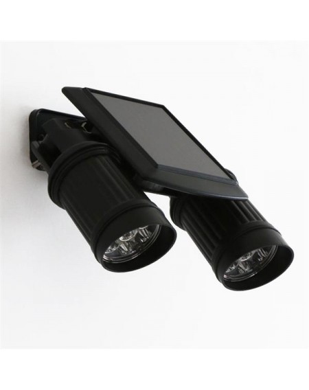 Solar Power Dual-head Sensor Lamp with Human Body Sensor & Light Control Black
