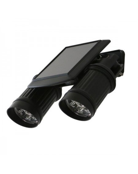 Solar Power Dual-head Sensor Lamp with Human Body Sensor & Light Control Black