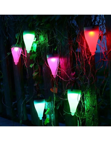 Solar LED Power Three Modes Colorful Light Lawn Lamp Black Shell