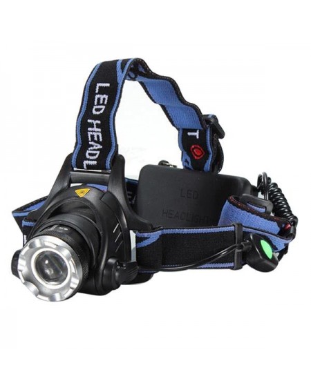 1800lm Middle Switch White Light Stretchable Headlamp Suit with US AC Adapter & 18650 Batteries Blue