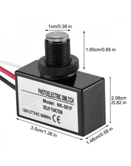 120V-277VAC Light Sensor Control Automatic On/Off Photoelectric Switch for Lighting Fixtures