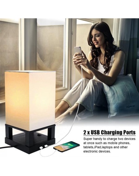 40W (Without Light Bulb) Table Lamp US Standard Black Four-Corner Base (Dual USB Interface) ZC001286