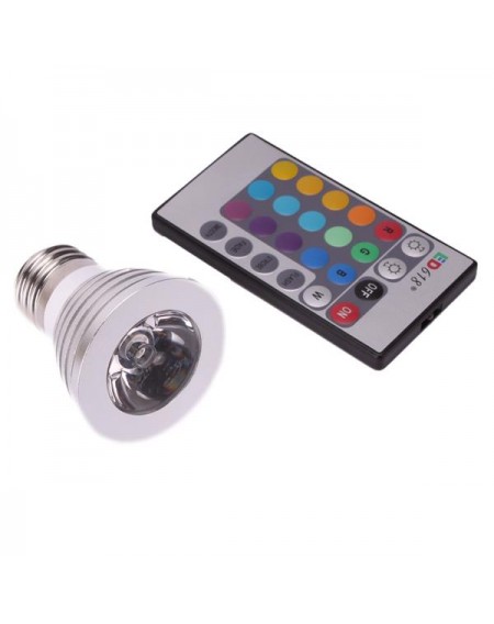 E27 3W 85V-265V 16-color Remote Control LED Spotlight
