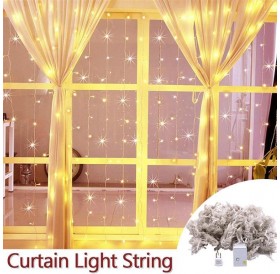 9M x 3M 900-LED Warm White Light Romantic Christmas Wedding Outdoor Decoration Curtain String Light US Standard Warm White ZA000934