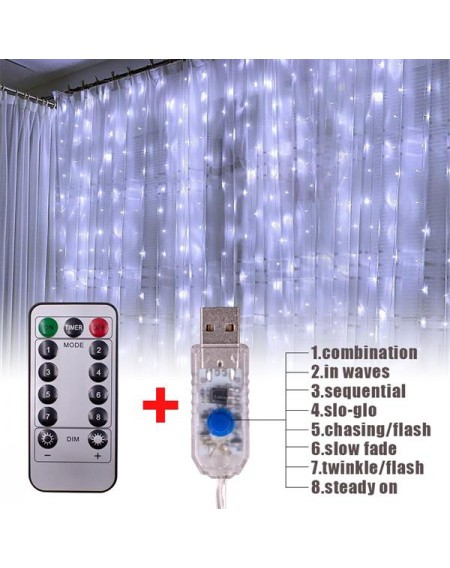 3M x 3M 300-LED White Light Romantic Christmas Wedding Outdoor Decoration Curtain String Light US Standard Warm White ZA000929