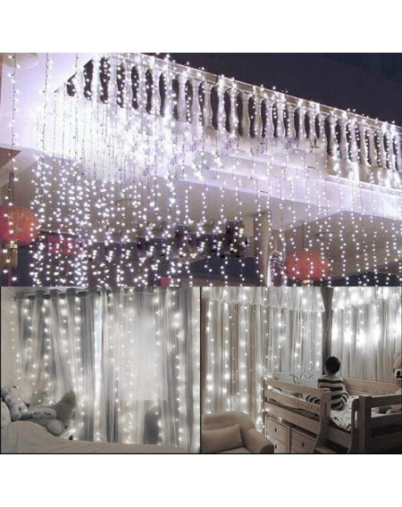 15M x 3M 1500-LED Warm White Light Romantic Christmas Wedding Outdoor Decoration Curtain String Light US Standard Warm White ZA000937