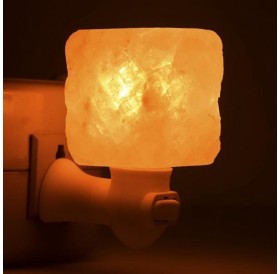 Exquisite Square Mosaic Natural Rock Salt Himalaya Salt Lamp Air Purifier with Wood Base Amber