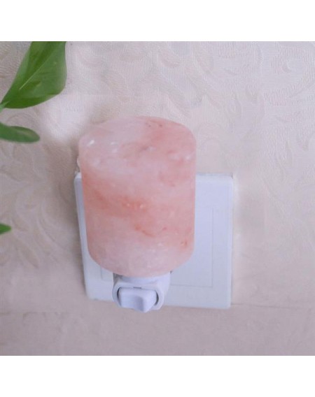 Exquisite Cylinder Natural Rock Salt Himalaya Salt Lamp Air Purifier with Wood Base Amber