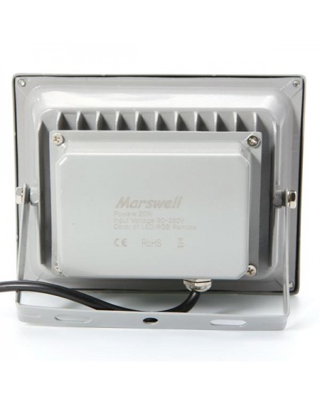 20W RGB Aluminium Alloy LED Flood Light with IP65 Waterproof & Remote Control Gray (AC 90-260V)