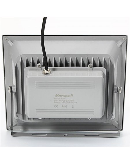 50W RGB Aluminium Alloy LED Flood Light with IP65 Waterproof & Remote Control Gray (AC 90-260V)