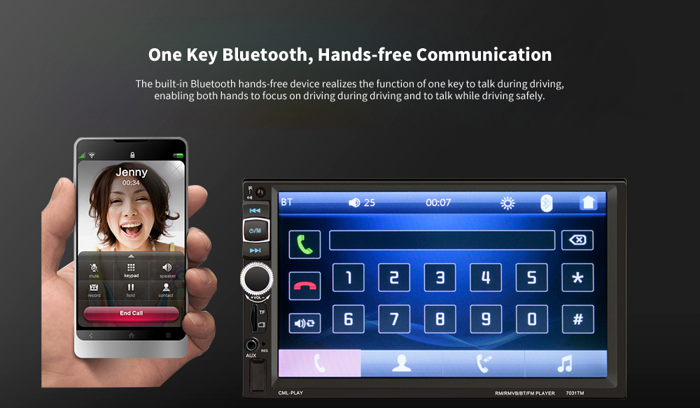HE6609 Hands-free Communication / FM Radio / Bluetooth / 6.2 inch Capacitive Screen Car DVD Navigation