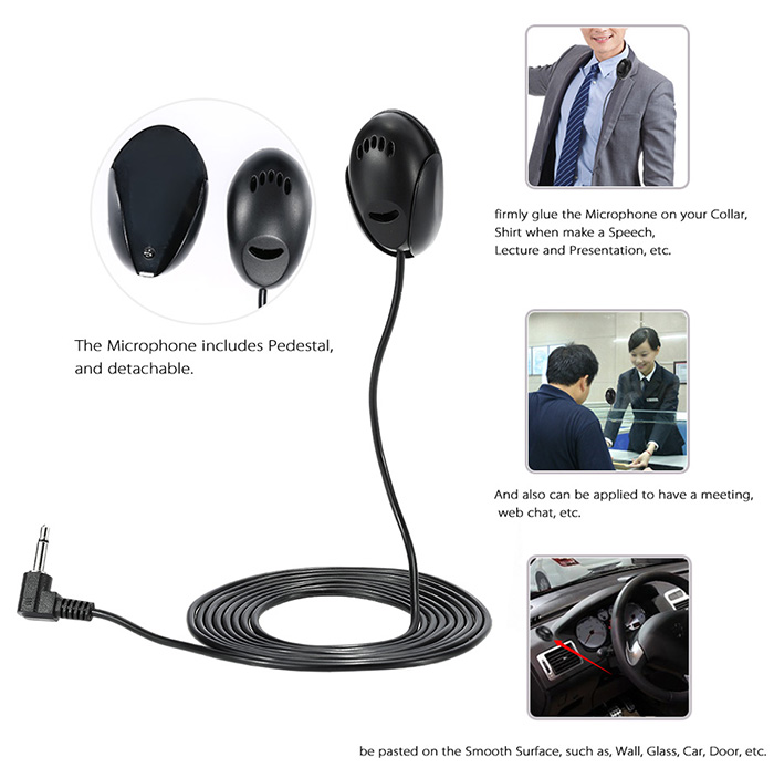3.5mm Car External Microphone Mic DVD Radio Stereo Player HeadUnit Cable 2m