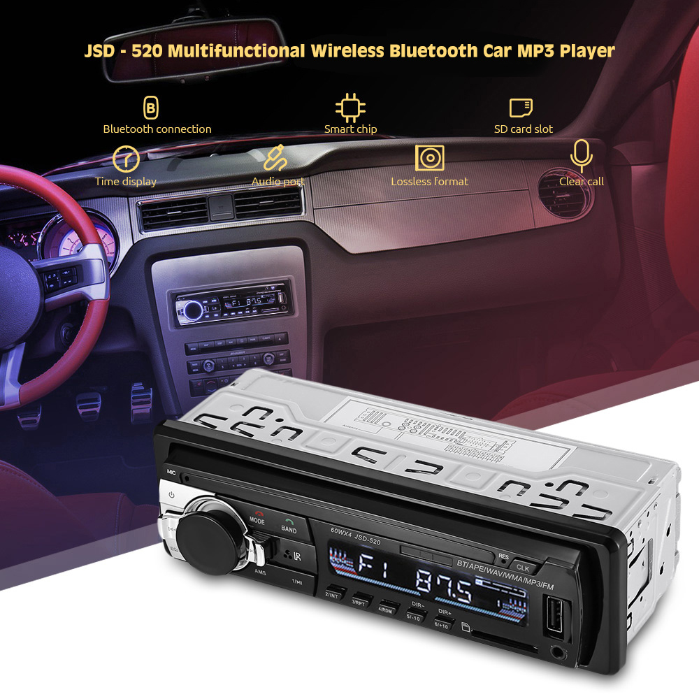 JSD - 520 Wireless Bluetooth Car MP3 Player - Black